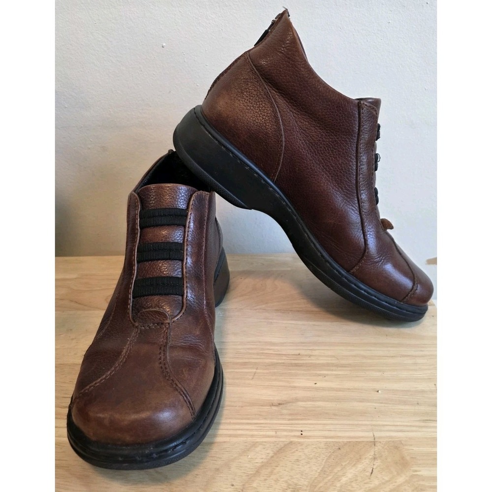 Dansko‎ 10-10.5 Erin Leather Ankle Boots  Brown Back Zip Black Straps Equestrian